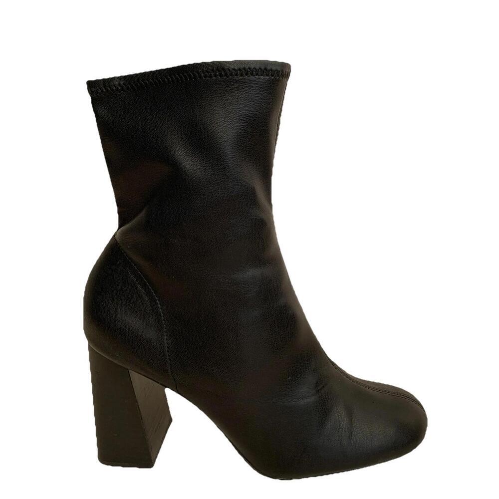 TOPSHOP Black Heeled Boots Booties Sock Boots Sz 9.5